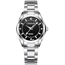 Women Classic Fashion Silver Stainless Steel Watch Waterproof Lady Dress Wrist Watch