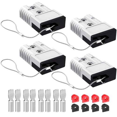 Malictele Anderson Connector, 175AMP 1/0AWG Battery Quick Connect w/Hard Cover 12V-36V Anderson Plug Winch Wiring Kit for Cable RV Truck Winch (4pcs)-Gray