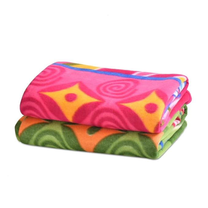 Luxury Trends YFH Creative Single Bed Soft Touch Light Weight Polar Fleece Blanket/Warm Bed Sheet for Light Winters-Heavy Winter/AC Blankets (Multicolour) - Pack of 2
