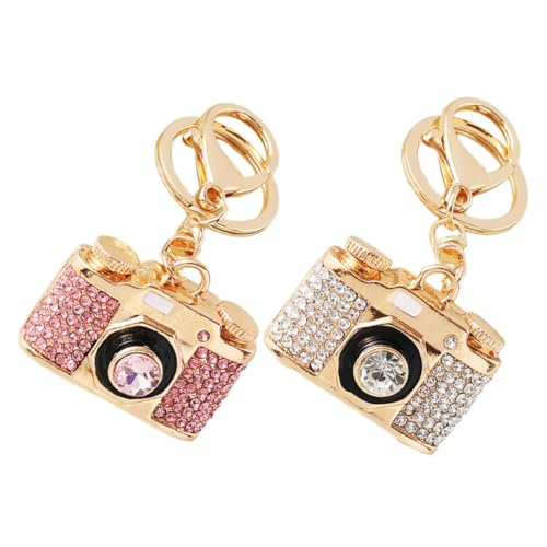 Didiseaon 2pcs Rhinestone Camera Keychain Cute Bag Charm for Car Keys Backpack Fashionable Hanging Decoration Unique Lightweight Accessory