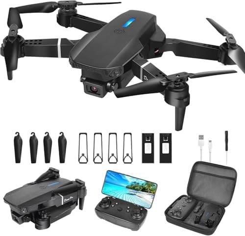 Drone with Camera 1080P HD,FPV Foldable Mini Drone for Adults（Black) | Drone with One Key Take Off/Landing,Gesture Selfie, Altitude Hold,3D Flip,Easy to Fly,2 Batteries