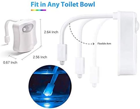 Zsirue Motion Sensor Toilet Night Light Home Toilet Light Bathroom Body Motion Sensor Toilet Bowl Seat Light Lamp 8-Color Changes Internal Memory Light Detection (1 Pack)