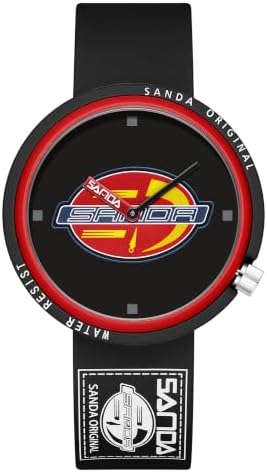 Lorciix Colorful Analog Quartz Watch, 42mm Dial, Silicone Strap, Removable Case (Bl Re)