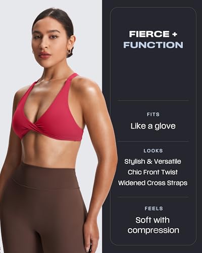 Image of Aoxjox Women's Satara Low Impact Sports Bra | chic front twist, widened cross straps, medium support,breathable fabric, workout fitness yoga crop tank, gym essential