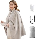 Zireot USB Heated Blanket,with USB Charger -Without Battery Pack,Portable Wearable Heated Shawl Throw Blanket for Home & Outdoor,Warm and Soft Cotton, Grey