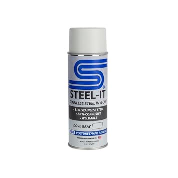 Steel-It 1050B Polyurethane Aerosol, Industrial Paint Coatings, Weldable, Easy to Apply - Dove Gray 12 Pack