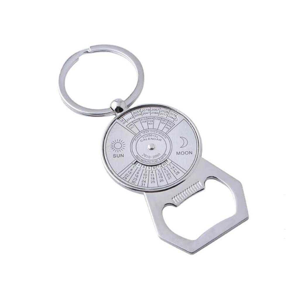 ARFUKA Bottle Opener Keyring Portable Metal Beer Bottle Opener Keychain Perpetual Calendar Pendant Beverage Soada Drinks Bottle Opener Key Chain Christmas Birthday Gift for Men and Women