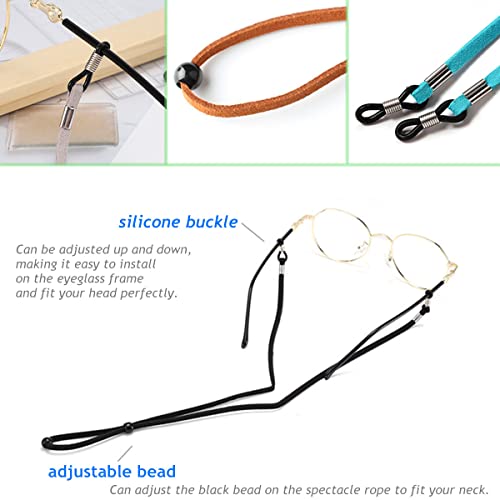 8 Pcs Adjustable Leather Eyeglass Straps, Multicolor Anti-slip Eyeglass Chains Cords Lanyard Eyewear Retainers, Sport Sunglass Retainer Glasses Holder Strap for Men Women and Kids
