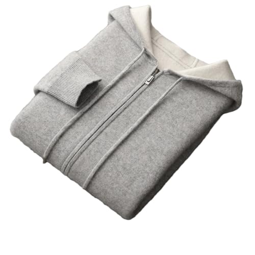 Men's Solid Color Winter Cashmere Knitted Cardigan Hooded Sweater Casual Long Sleeved Sweater