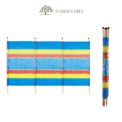 Garden Mile Traditional Heavy Duty Multicolour Garden Windbreaker Camping Equipment - Durable Festival Accessories Travel for Outdoor Beach, Caravan, Camping (4 Pole Wind Breaker(225 x 120 x 90cm) - Image 4