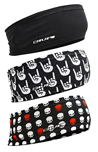 Kit com 3 Testeira Headband Faixa de Cabeça Hupi Rock, Cor: PRETO