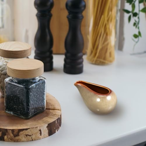 Saucière en céramique Amosfun 100ml pot à lait marron pour service de table - 5