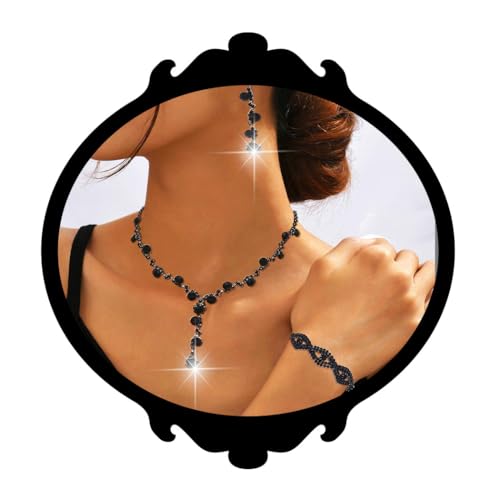 Image of EARENT Blake Jewelry Sets for Women Rhinestone Choker Necklaces Earring Bracelet Set for Prom