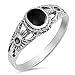 Sterling Silver Stunning Women's Simulated Black Onyx Flower Ring (Sizes 5-10) (Ring Size 7)