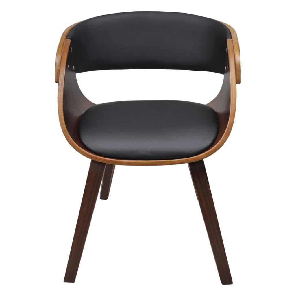 Sillas de comedor 2 piezas de madera curvada marrón y piel sintética, diseño elegante para salón y oficina, cómodo reposabrazos con estructura de madera maciza y funda suave