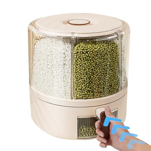 Yonuaret Distributeur De Céréales Rotatif, Distributeur De Nourriture Sèche À 6 Compartiments Boîte De Rangement Scellée À 360 ° Pour Grains Snacks Candy Organisateur De Cuisine Pour La Maison,S