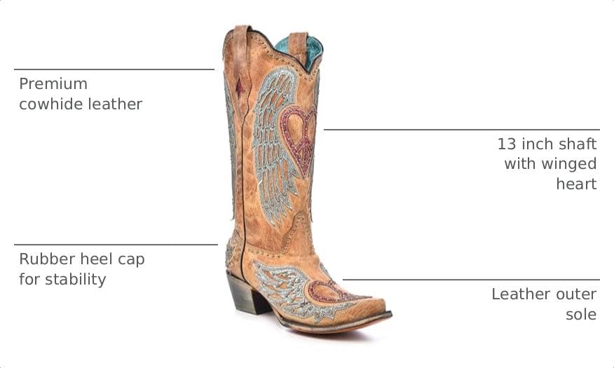 Image of Corral Women's Heart & Wings Overlay & Embroidery & Studs Boot
