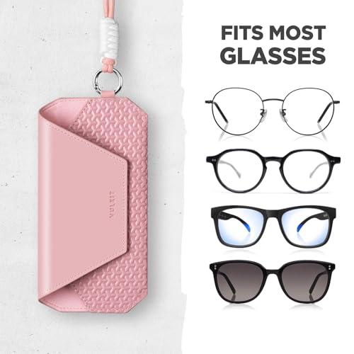 Image of VULKIT Portable Eye Glasses Case for Women & Men, Slim Sunglass Case, Unisex Eyeglass Case, with Adjustable Neck Lanyard