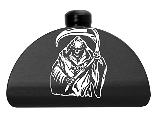 NDZ Performance Aluminum Grip Plug for Glock Gen 1-3 G17 G19 G20 G21 G22 G23 G24 G31 G32 G34 G35 – 6061-T6 Anodized with Custom Laser Engraving – Black Finish – Grim Reaper 1