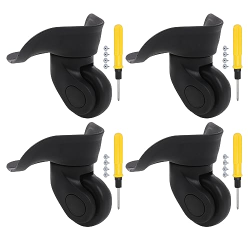4Pcs Universal Swivel Wheel Right (Big) Suitcase Wheel (4R) 115W Series W041 Wheel Replacement Black