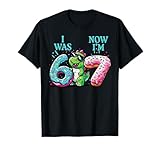 7th Birthday I was 6 Now Im 7 Dino Six Seven Boys Kids Youth T-Shirt