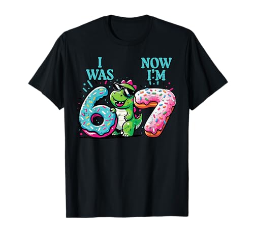 7th Birthday I was 6 Now Im 7 Dino Six Seven Boys Kids Youth T-Shirt