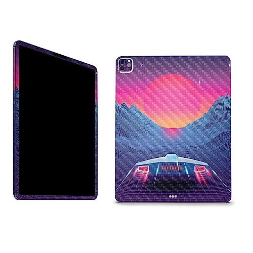 Image of MightySkins Carbon Fiber Skin Compatible With Apple iPad Pro 12.9 inch M2 6th Gen (2022) Full Wrap Kit - Synthwave Drive | Protective Durable Textured Carbon Fiber Finish | Easy To Apply | Made in the USA
