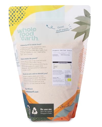Wholefood Earth Organic Millet Grain – 3 kg | GMO Free | Vegan | High Fibre | Certified Organic