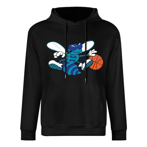 RBYSV Men's Warm Hoodie Men's Charlotte Hornets Black Hoodies