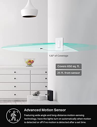 Kasa Smart Motion Sensor Switch, Single Pole, Needs Neutral Wire, 2.4Ghz Wi-Fi Light Switch, Works With Alexa & Google Assistant, Ul Certified, No Hub Required(Ks200Mp2),White,2-Pack #TOP5
