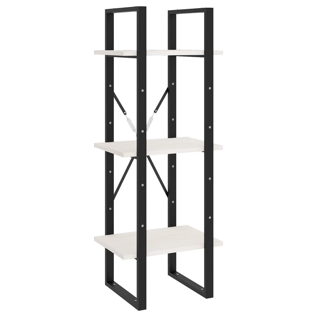 Estantería de 5 compartimentos, madera maciza de pino con marco de metal, 40 x 30 x 175 cm, estantería de pie alta y baja para salón, moderna estantería industrial con mucho espacio de