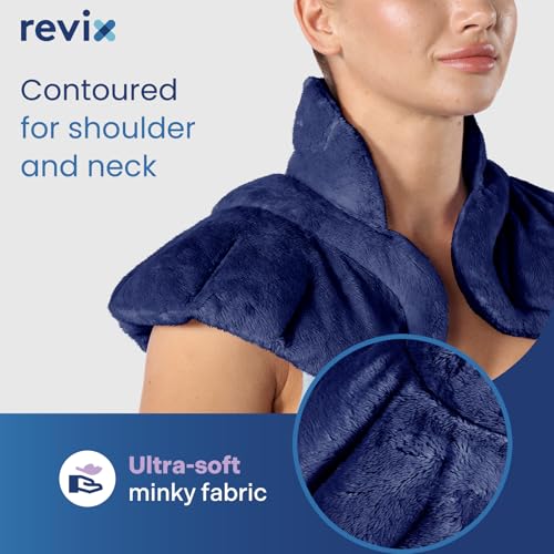 Image of REVIX Microwave Heating Pad for Neck Shoulders and Back, Weighted Hot Neck Shoulder Wrap with Herbal Aroma, Microwavable Moist Heat Warmer, Scented