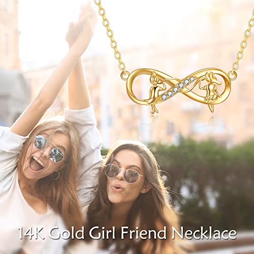 KECHO 14K Real Gold Sister Necklace for Women - Heart Mother Pendant Jewelry for Brother - Mothers Day Birthday Gifts for Mom Friends - Image 3