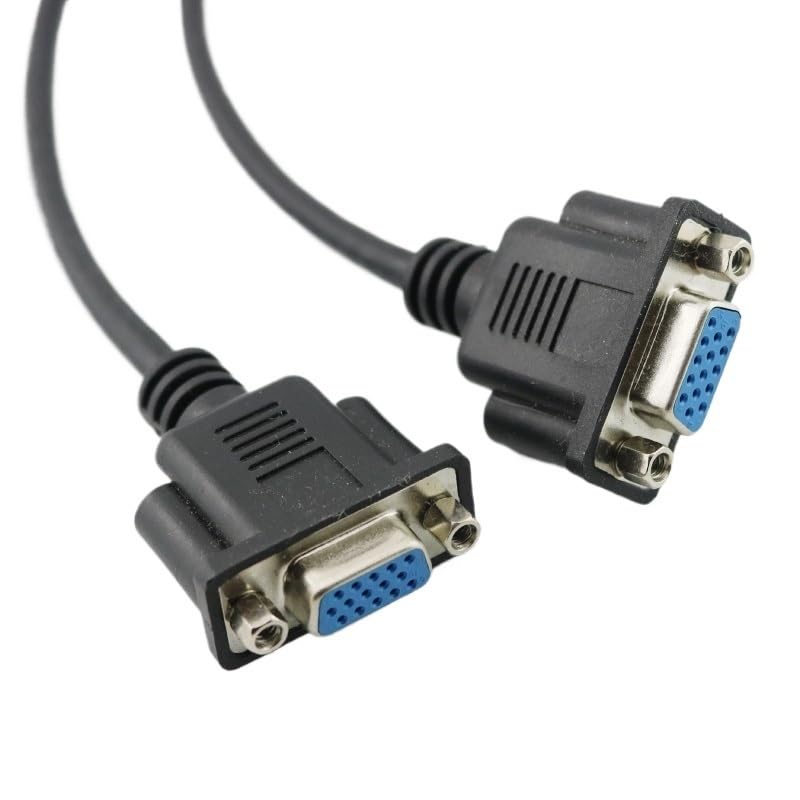 1 câble VGA 15 broches femelle vers femelle pour écran d'ordinateur Noir 30 cm