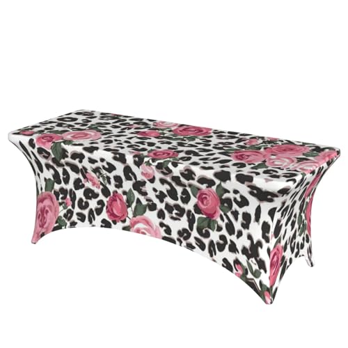 Nappe léopard extensible 1,8 m lavable pour décoration de table de banquet