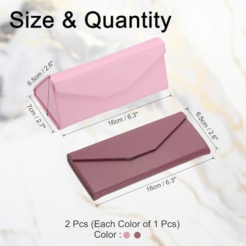 Image of PATIKIL Foldable Glasses Case, Triangle Magnetic Sunglasses Organizer Case PU Leather Hard Eyeglass Case for Women (2 Pcs)