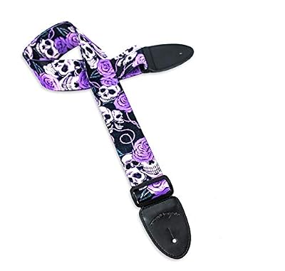 Vivid Purple Skull Design Guitar Strap