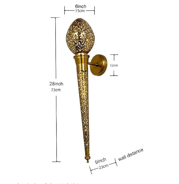 Fiunkes Turkish Moroccan Wall Sconce Lamp, Hollow Wall Washer Torch Light, Vintage Hand Carved Metal Wall Light for Stairs,Hallway,Garage,Aisle,Passageway,Kitchen, Restaurant by Fiunkes - Used condition - Image 5