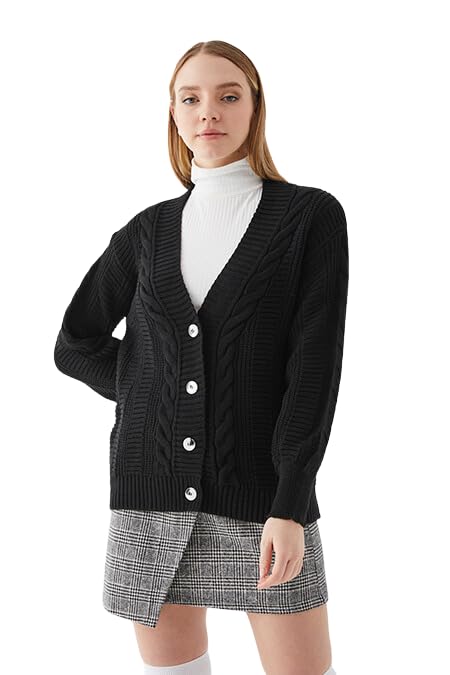 Image of Women's Cardigan Sweaters - Long, Chunky Knit, Cable Knit, Grandpa Style Coat