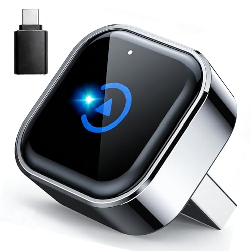 Promoterk Wireless CarPlay and Android Auto Adapter, Ultra-Compact Aluminum Design with Dual-Band Technology, USB-C/USB-A Compatible for Wired CarPlay Vehicles