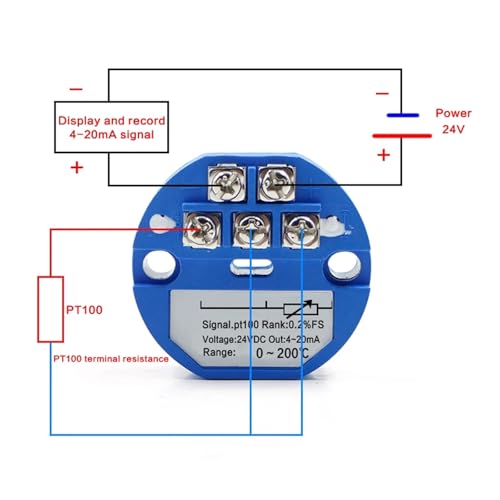 Transmetteur PT100 4-20mA anti-interférence pour régulation 0-50°C