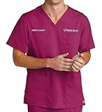 TEEAMORE Custom Embroidered Medical Scrub Set Add Your Text Men's Medical Premiere Flex V-Neck Top & Scrub Bottom