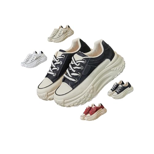 Women’s Lace-Up Platform Sneakers,Womens Platform Sneakers Chunky Non Slip Breathable Fashion Comfortable Leather Sneaker Non-Slip Casual Stylish Running Shopping Walking Sports Shoes