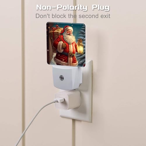 Image of Christmas Santa Claus with Gifts Night Light for Kids,Kind Smile Santa Claus Night Light Plug in with Dusk to Dawn Sensor,0.5w Energy Saving Nightlight for Hallway Stairway Kitchen Bedroom