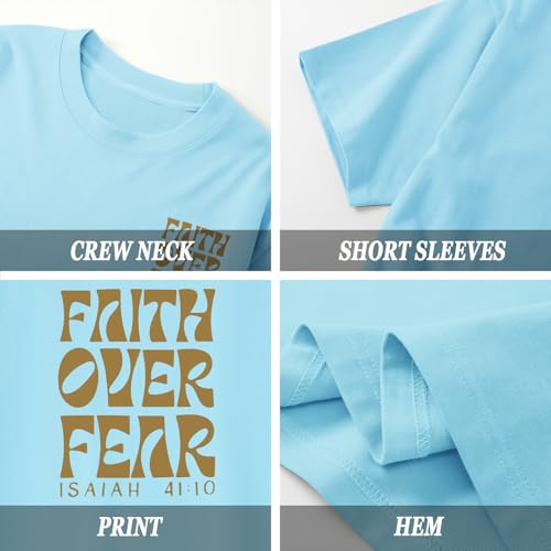 Image of Boys Faith Over Fear Shirt Christian Jesus T Shirts for Kids Religious Inspirational Bible Verse Graphic Tees Tops