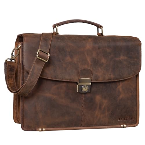 Sac de bureau en cuir STILORD pour ordinateur portable 15,6 pouces et trajets urbains