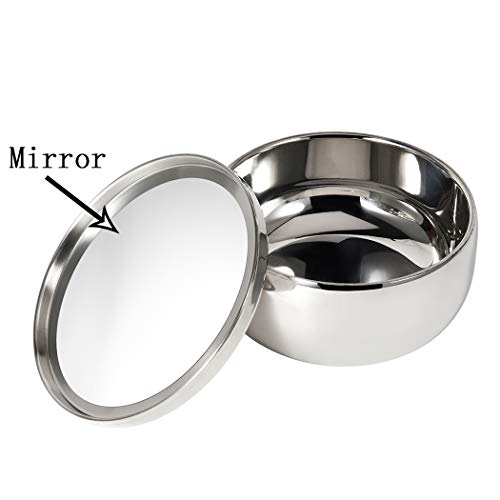 Grandslam Shaving Bowl and Brush Kit, Stainless Steel Shaving Bowl With Mirror and Lid, Wide Mouth, Shaving Kit For Men