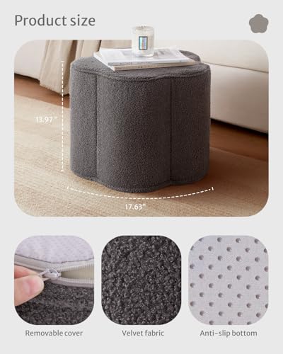 Blissful-Diary-Flower-Pouf-Ottoman-Charm-Floor-Pouf-for-Home-Decor-Full-Foam-Filling-Foot-Rest-for-Couch-Comfy-Floral-Pouf-for-Living-Room-Bedroom-Kids-Room-Dark-Grey Blissful Diary Flower Pouf Ottoman Charm Floor Pouf for Home Decor Full Foam Filling Foot Rest for Couch Comfy Floral Pouf for Living Room Bedroom Kids Room Dark Grey
