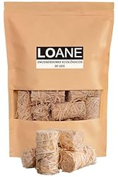 LOANE - Encendedores Ecológicos – Pastillas Encend...: SALUDABLES: No contaminan la comida, libres de productos tóxicos, garantizan que tus alimentos se mantengan puros y sin sabores indeseados. NATURALES: Pastillas encendido chimenea ecológicas, formadas por lana de madera natural de pino y aceite veget...