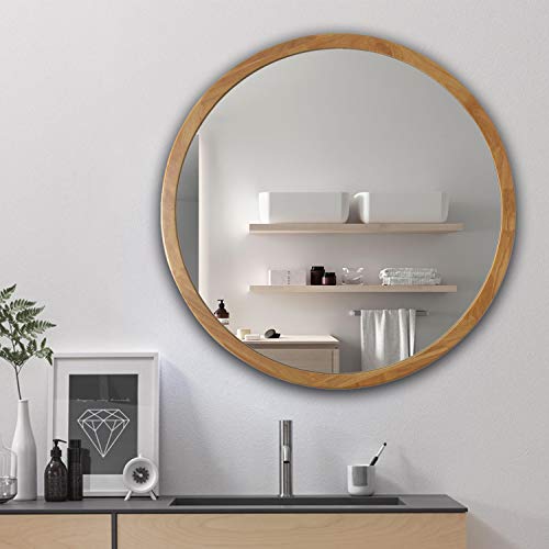 Radiance Goods Maple Finish Framed Wall Mirror 32" Height #TOP5